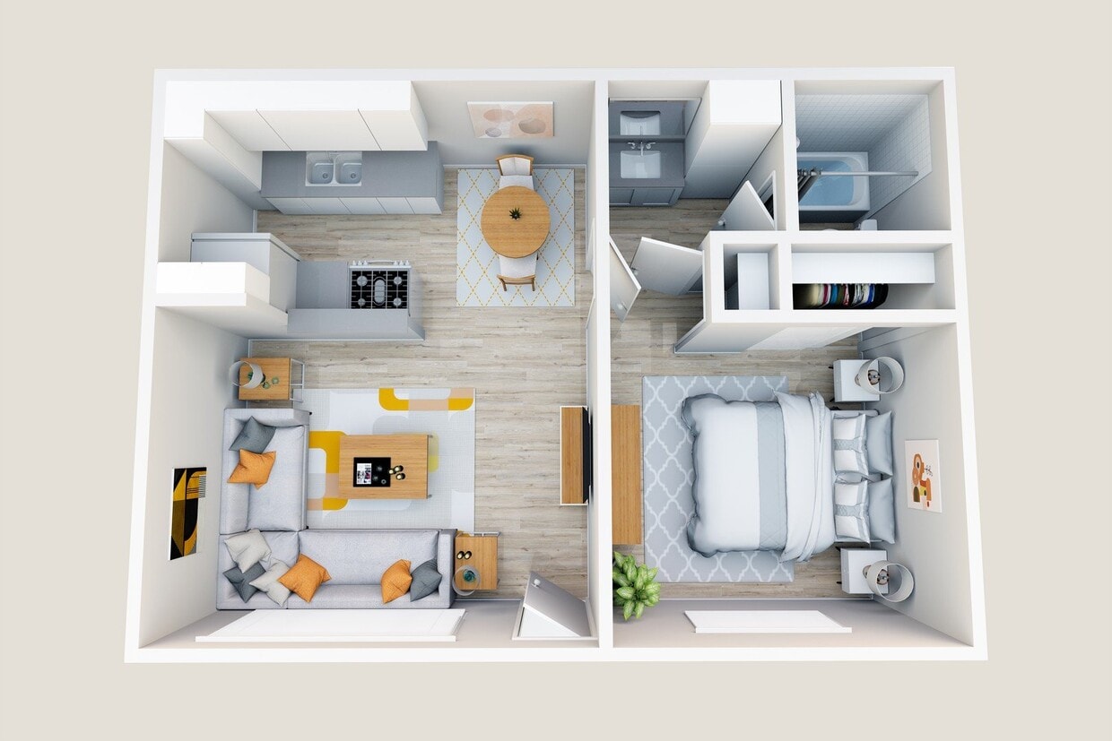 Floor Plan - 1 Bedroom 1 Bath