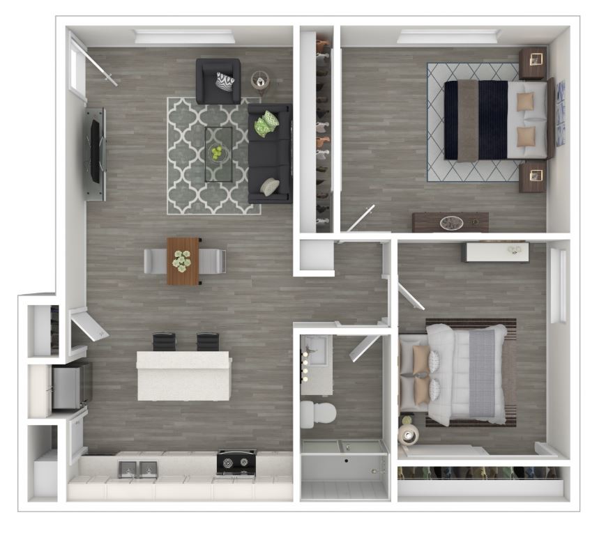 Floor Plan - 2 Bedroom / 1 Bath