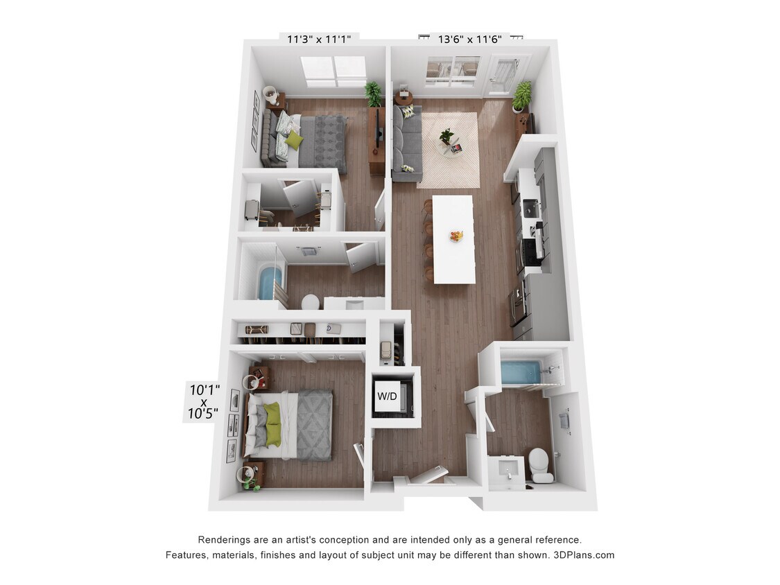 Floor Plan - 2 Bedroom, 2 Bath