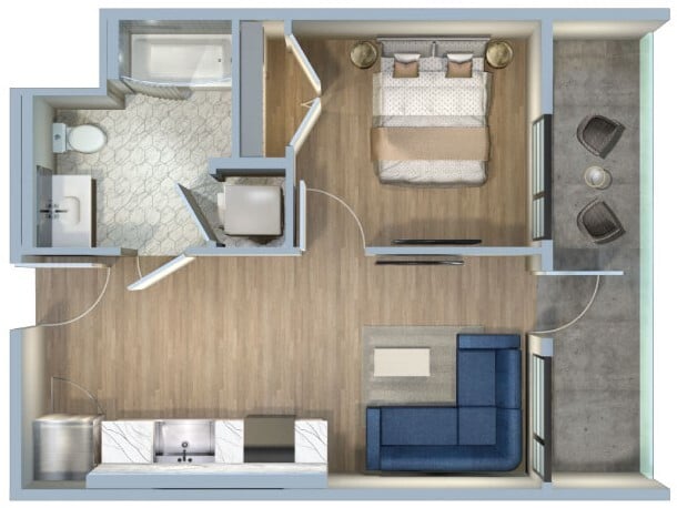Floor Plan - 1 Bed/1 Bath-1J/1K/1L