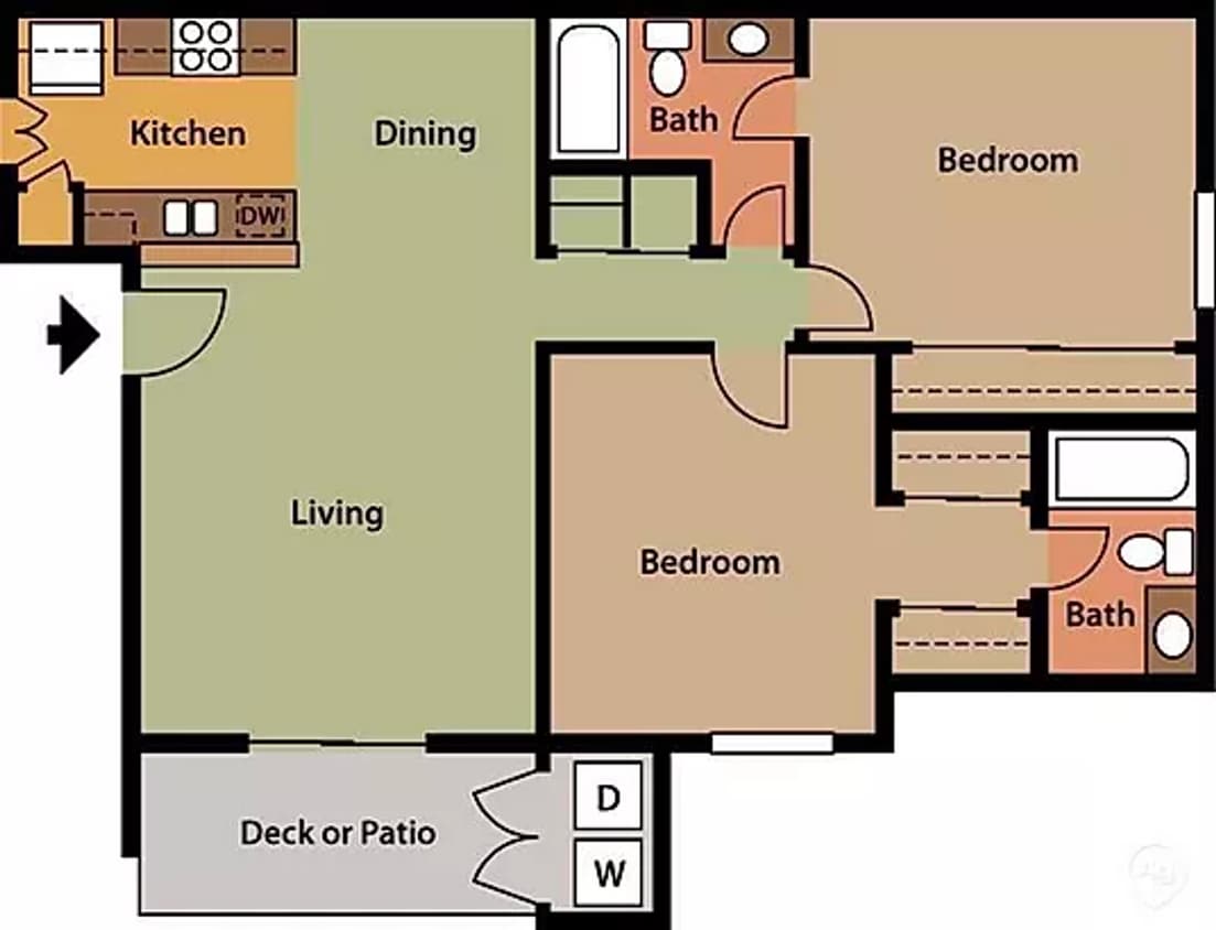 Floor Plan - 2 BR 2 BA Premium w/ Garage