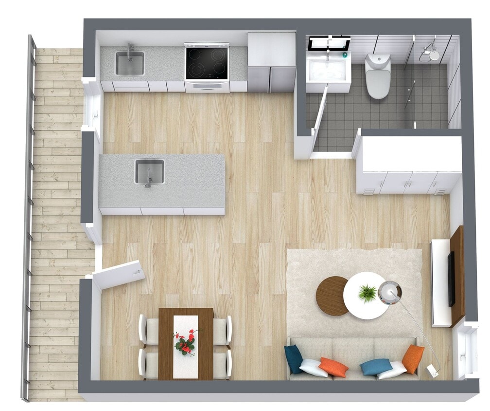 Floor Plan - Studio / 1 Bath - 430 sq ft- ADU- Affordable