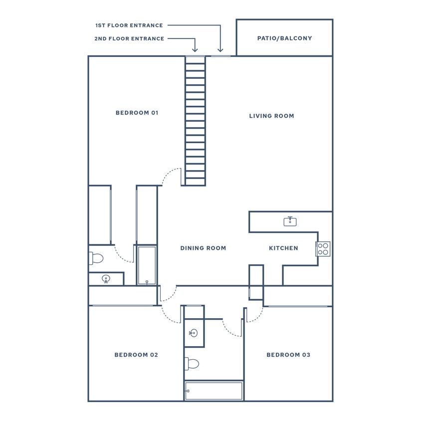 Floor Plan - 3 bed, 2 Bath - C1 (Camino Real)