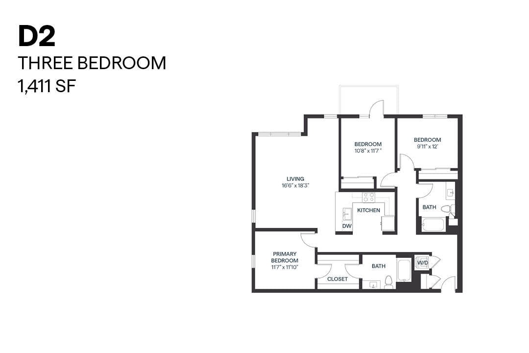 Floor Plan - Three Bedroom D2