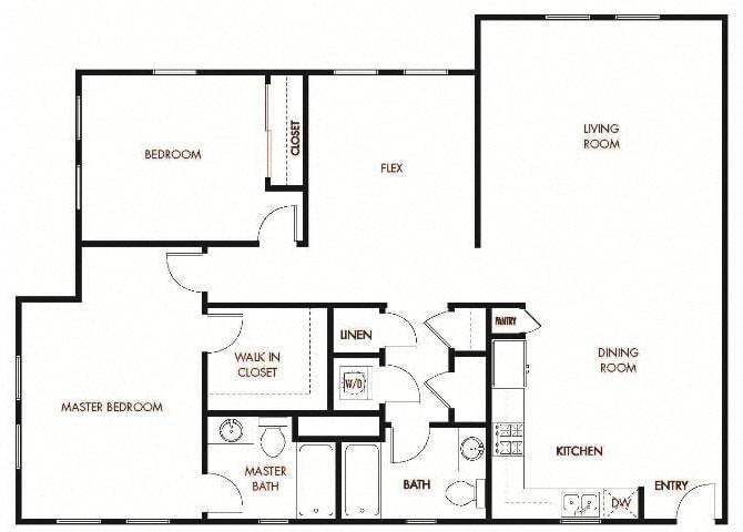 Floor Plan - Plan 5 - 2 Bedroom 2 Bath