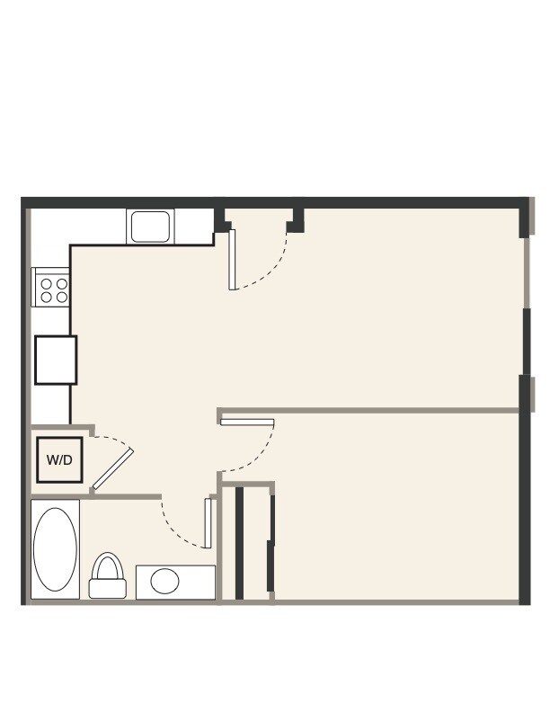 Floor Plan - D 1 bed, 1 bath