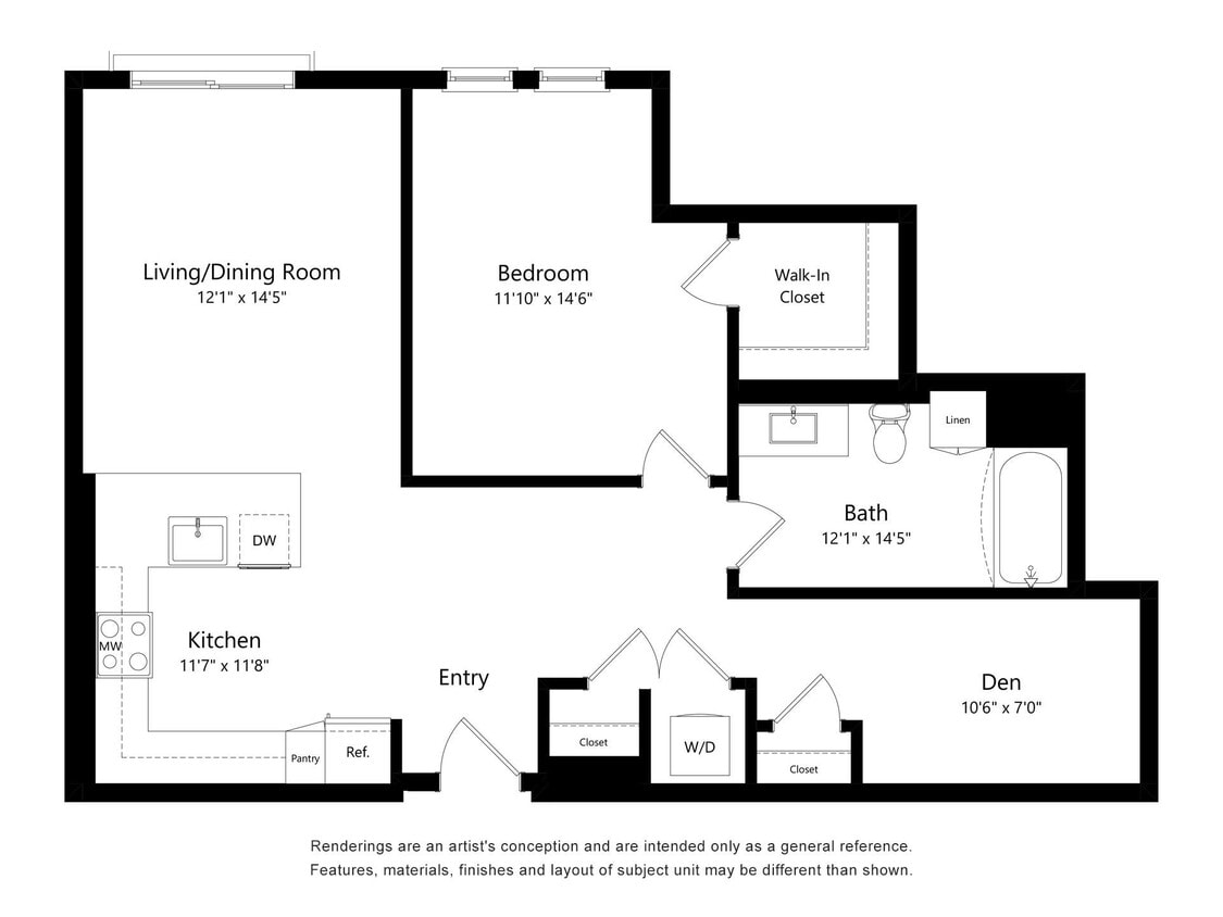 Floor Plan - A1B One bed one bath