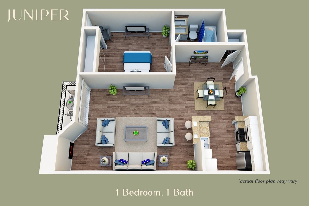 Floor Plan - 1 Bedroom, 1 Bath