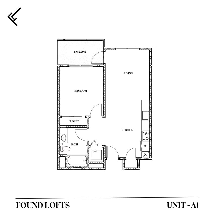 Floor Plan - 1 Bed 1 Bath (A1-Standard)