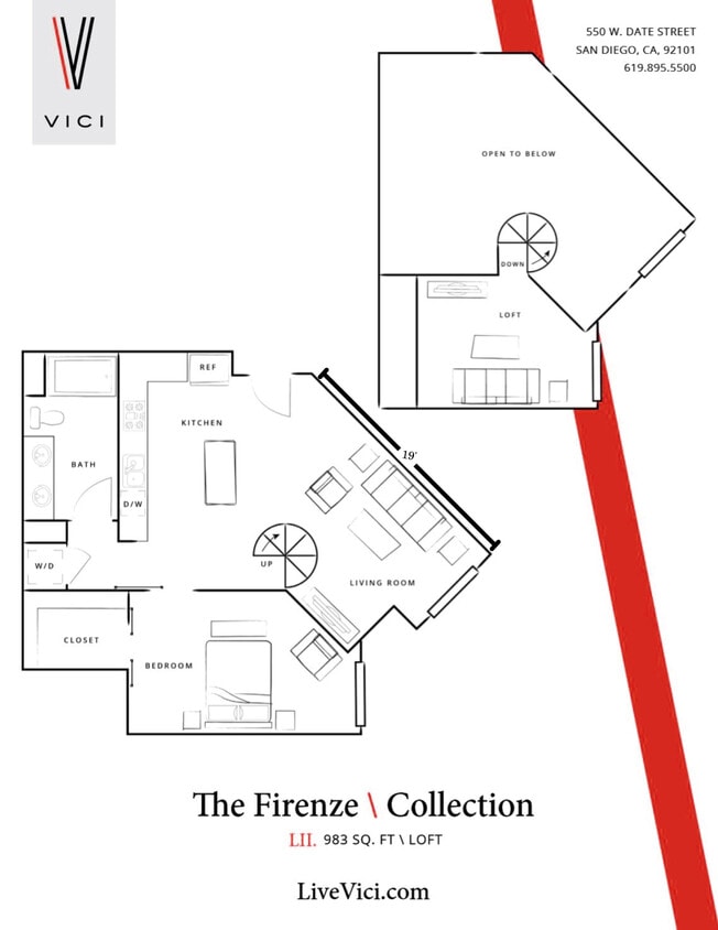 One Bedroom-Loft-Apartment-Little-Italy - Firenze - One Bedroom/One Bath 983 Sq Ft	