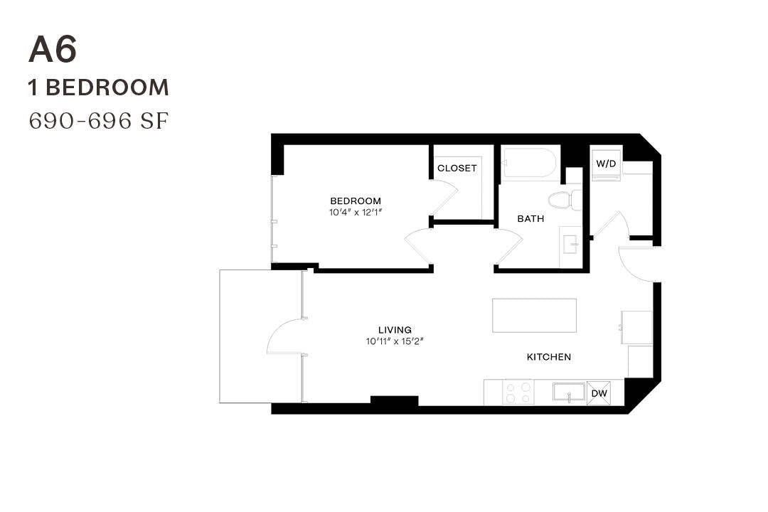 Floor Plan - One Bedroom A6 