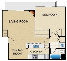 1 bedroom Plan - Chalon