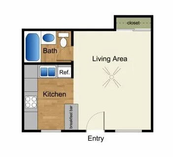 Floor Plan - Studio Lrg - 350 sq/ft