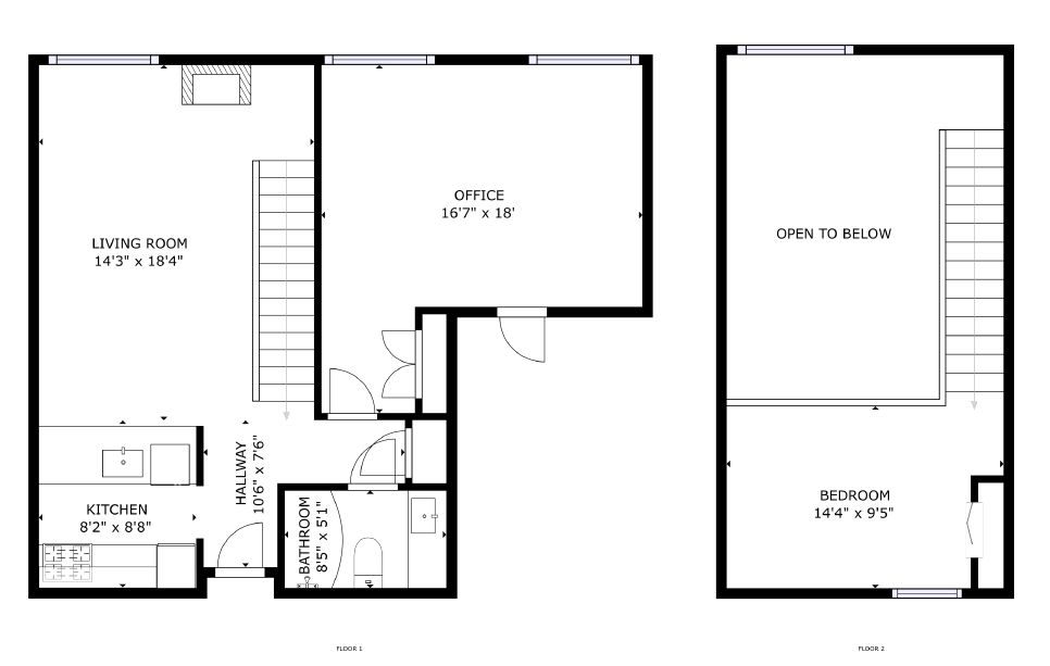 Floor Plan - 1 Bed 1 Bath B Loft