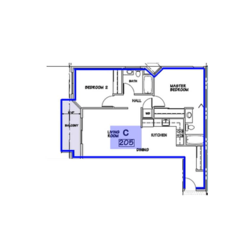 Floor Plan - C - 2 Bed 2 Bath 