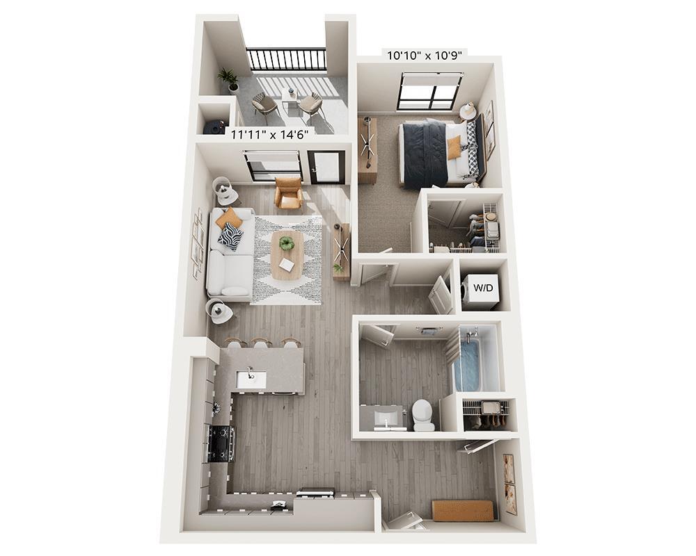 Floor Plan - One Bedroom A1C
