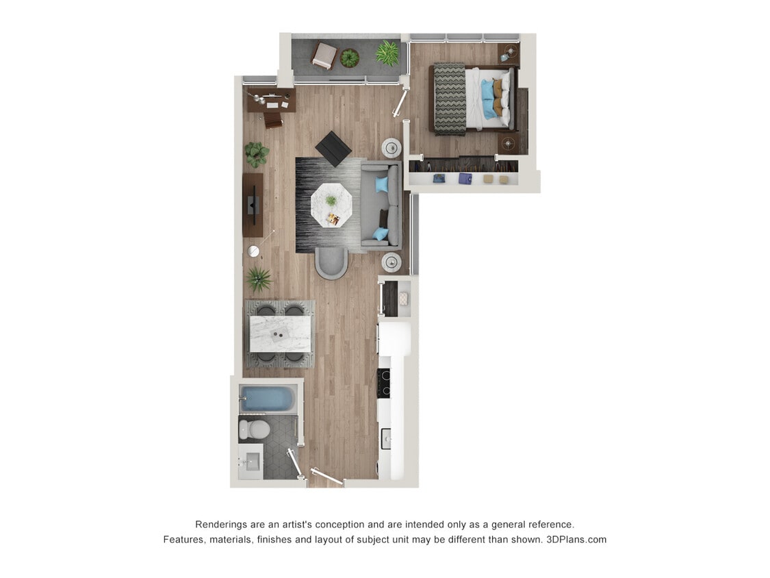 Floor Plan - 1 Bed 1 Bath - 754 sqft