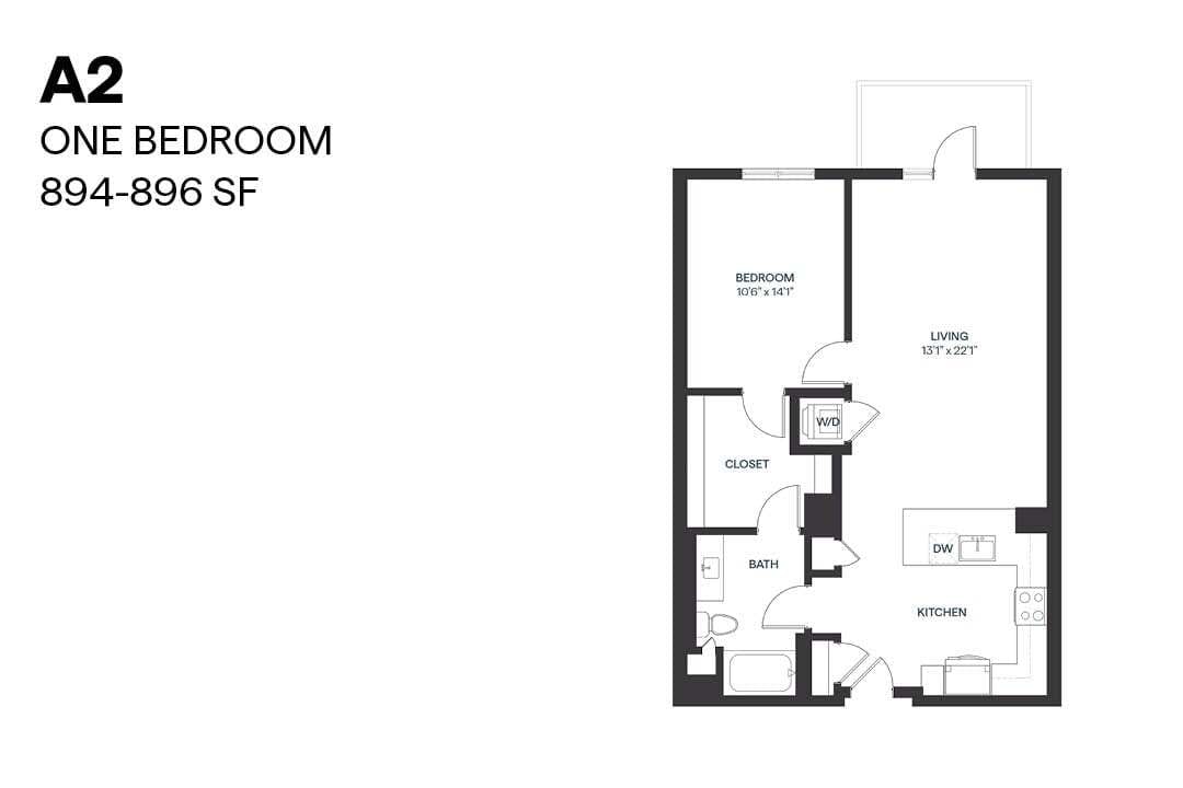 Floor Plan - One Bedroom A2