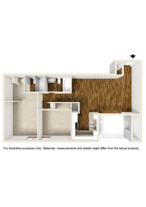Floor Plan - 2 Bedrooms, 2 Bathrooms Plan A
