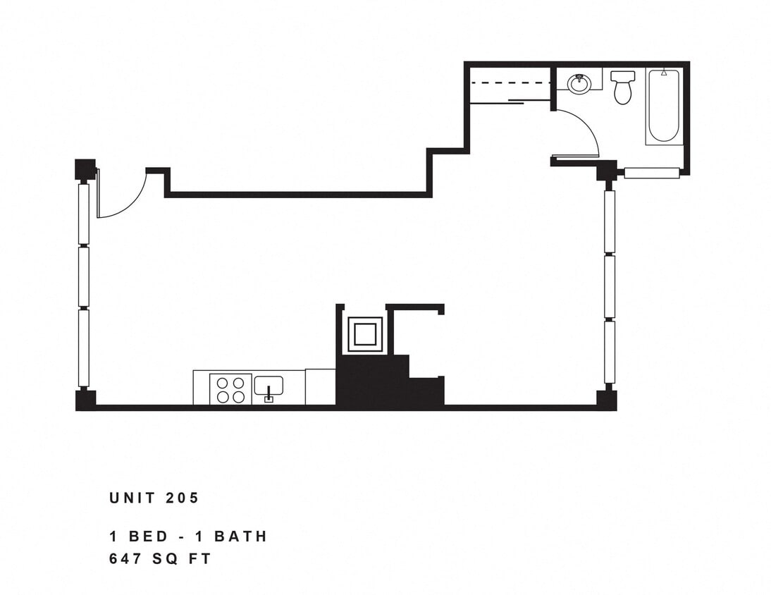 Floor Plan - 1 Bedroom, 1 Bath C