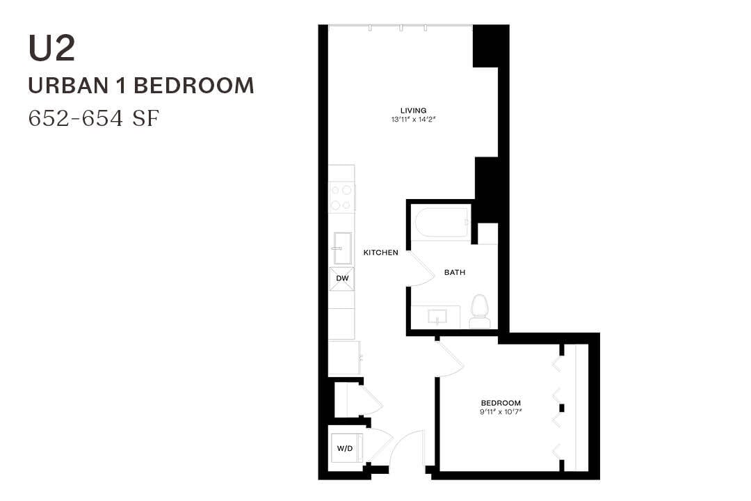 Floor Plan - Urban One Bedroom U2 