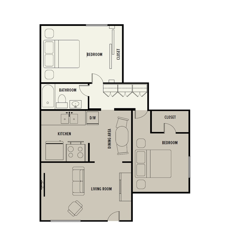 Floor Plan - 2 Bedroom 1 bath