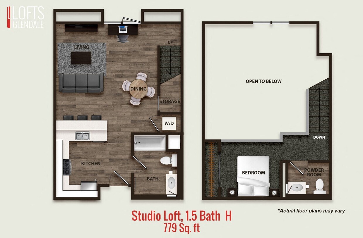 Floor Plan - Studio Loft, 1.5 Bath H