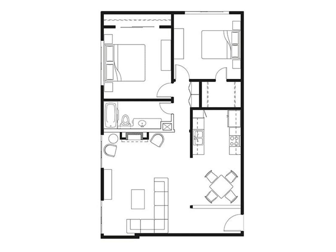 Floor Plan - 2+1  L   950 Sf.