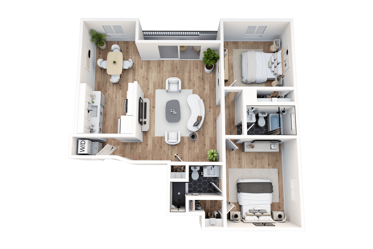 Floor Plan - 2 Bedrooms, 2 Baths Plan K
