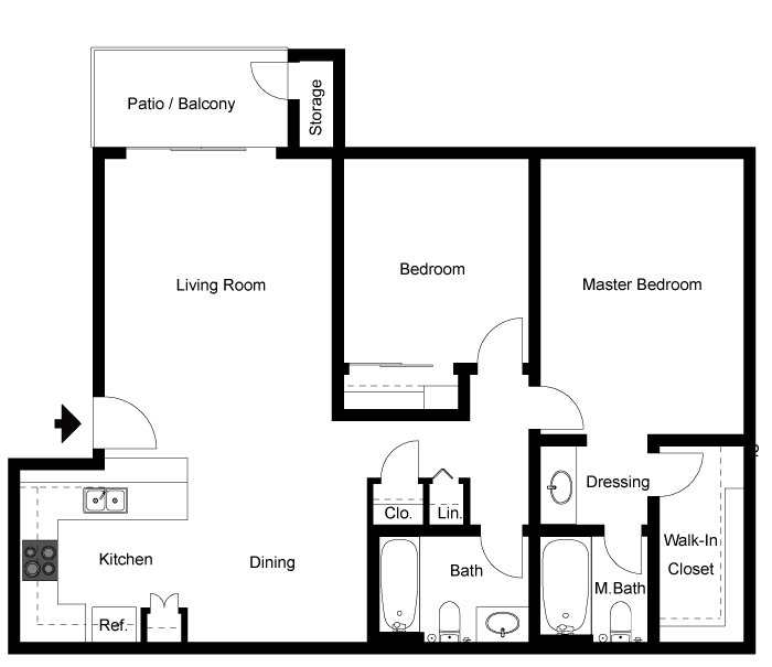 Floor Plan - 2 Bed 2 Bath  
