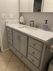 Updated bathroom vanity with new marble top and sink - 436 N Bellflower Blvd Unit 218