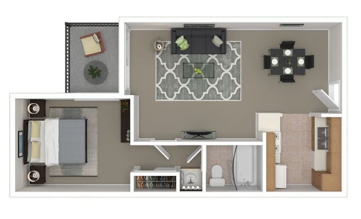 Floor Plan - 1BR, 1 BA - 80% AMI