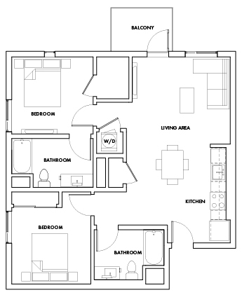 Floor Plan - 2 Bedroom D Fedora