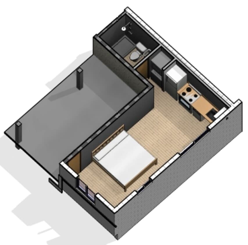 Floor Plan - Studio / 1 Bath - F - Affordable