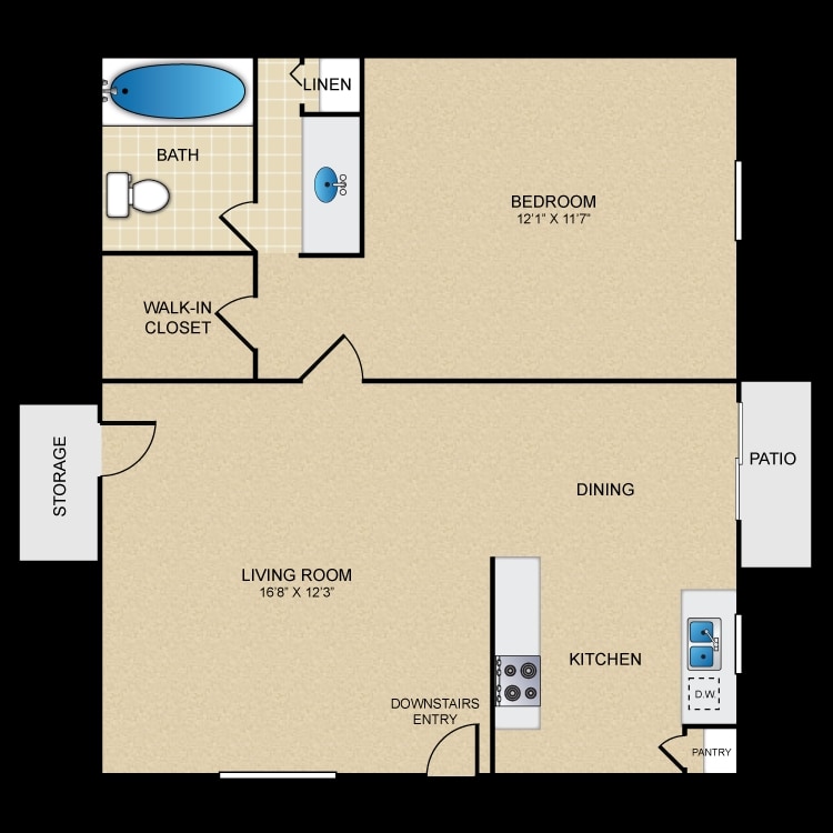 One Bed Down - 1 Bed 1 Bath Down
