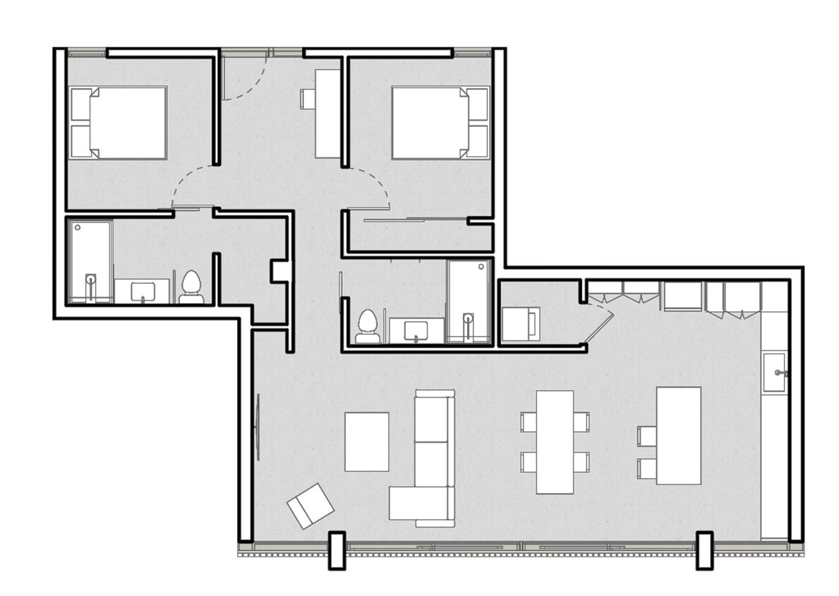 Floor Plan - 2 BR + Den Penthouse Floorplan N