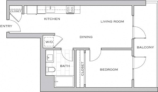 Floor Plan - 1E w/ Balcony
