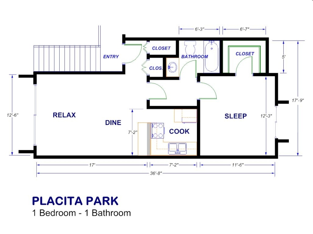 1BR/1BA - Medium 1 Bed 1 Bath Cozy