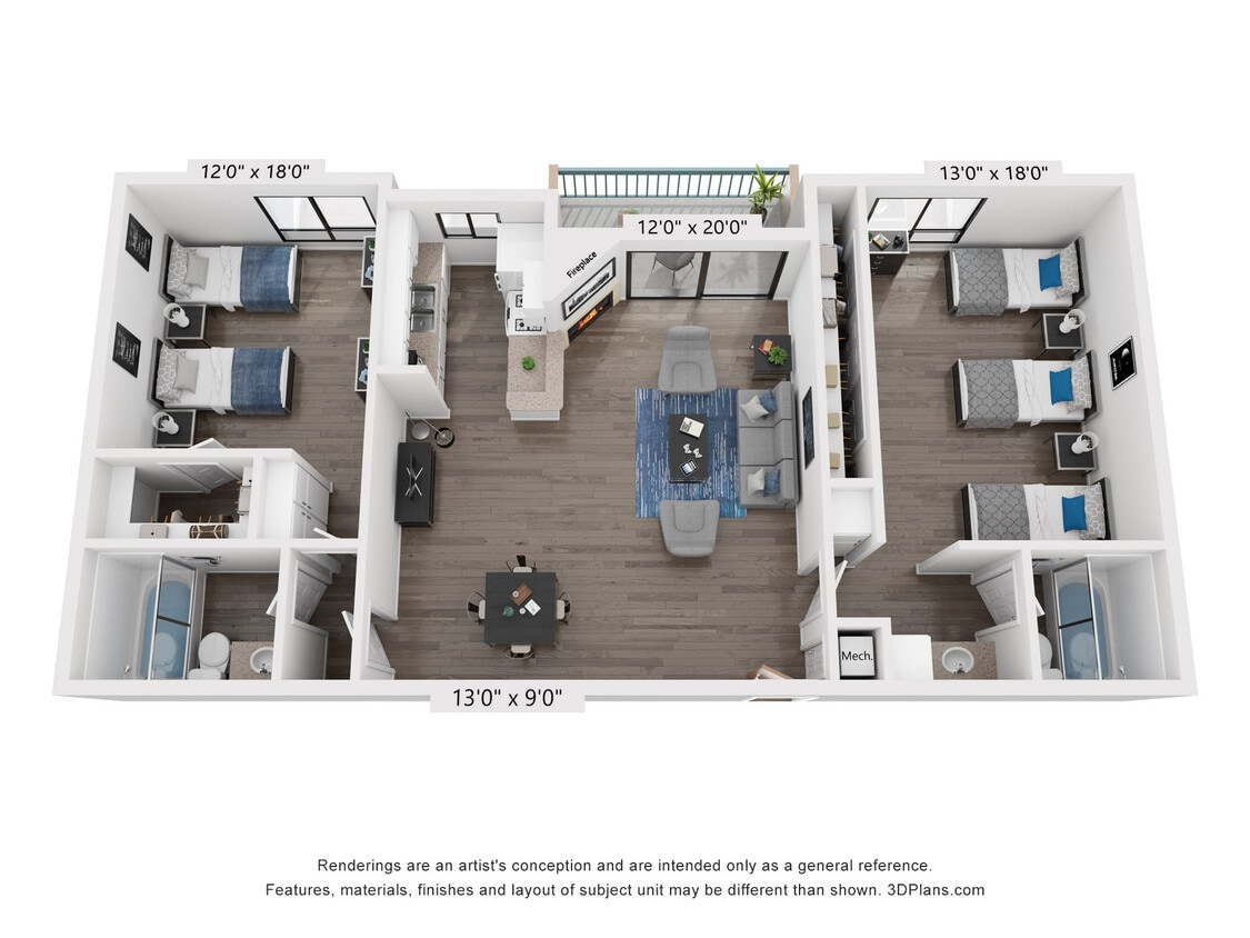Floor Plan - 2 Beds / 2 Baths