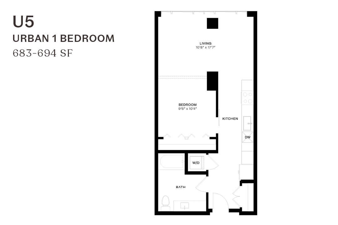 Floor Plan - Urban One Bedroom U5