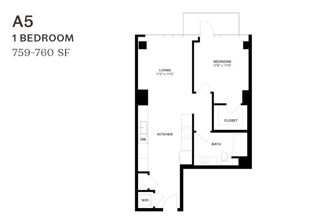 Floor Plan - One Bedroom A5