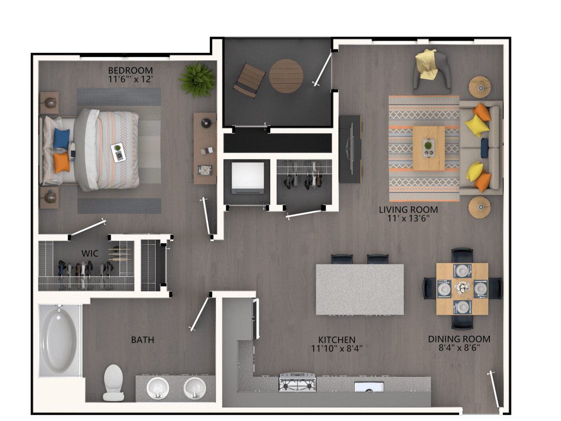 Floor Plan - One BR One BA A3