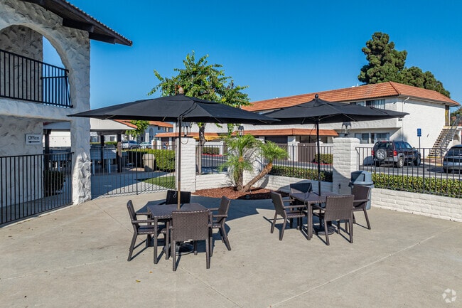 Pool Seating - Villa Granada Apartments