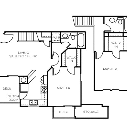 Plan B + Twin Master Townhouse - 2 Bedroom, 2 Bathroom Townhome A
