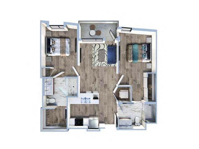 Floor Plan - 2Bed/2Bath-B1-B3,A5