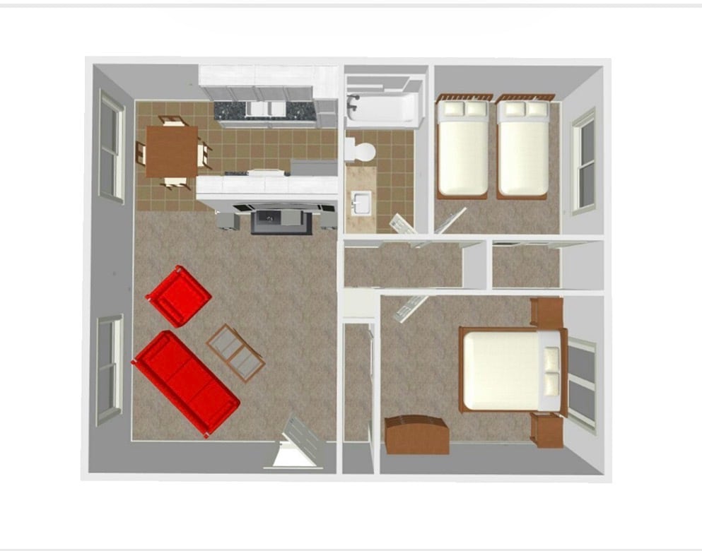 Floor Plan - 2BR/1BA