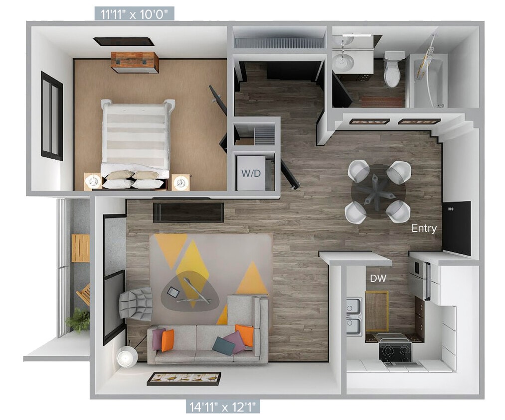 Floor Plan - E_1B1B_562SF_111-Premier