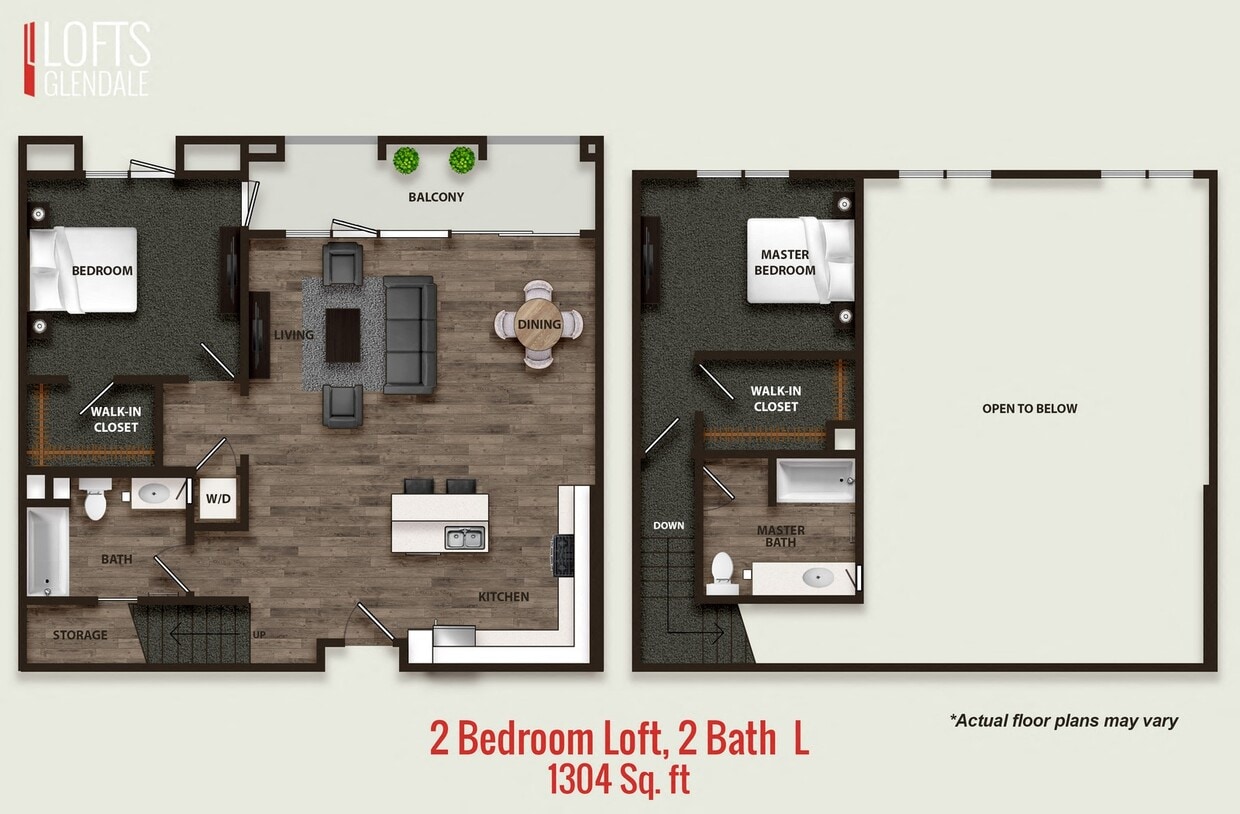 Floor Plan - 2 Bedroom Loft, 2 Bath L