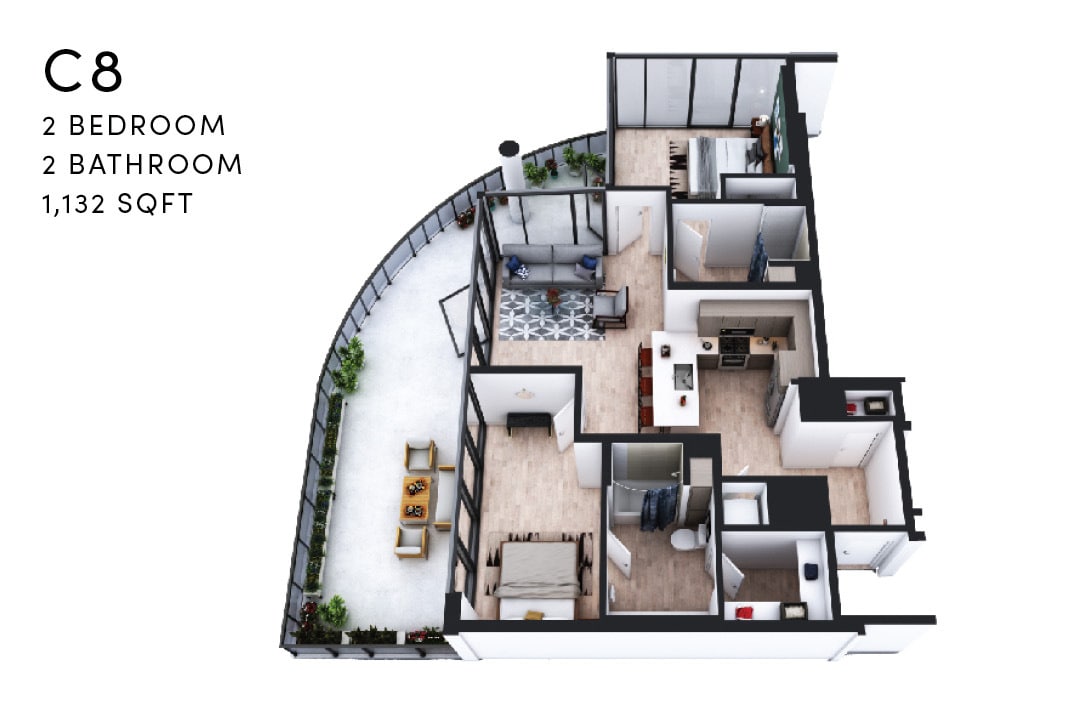 Floor Plan - C8 2 Bedroom