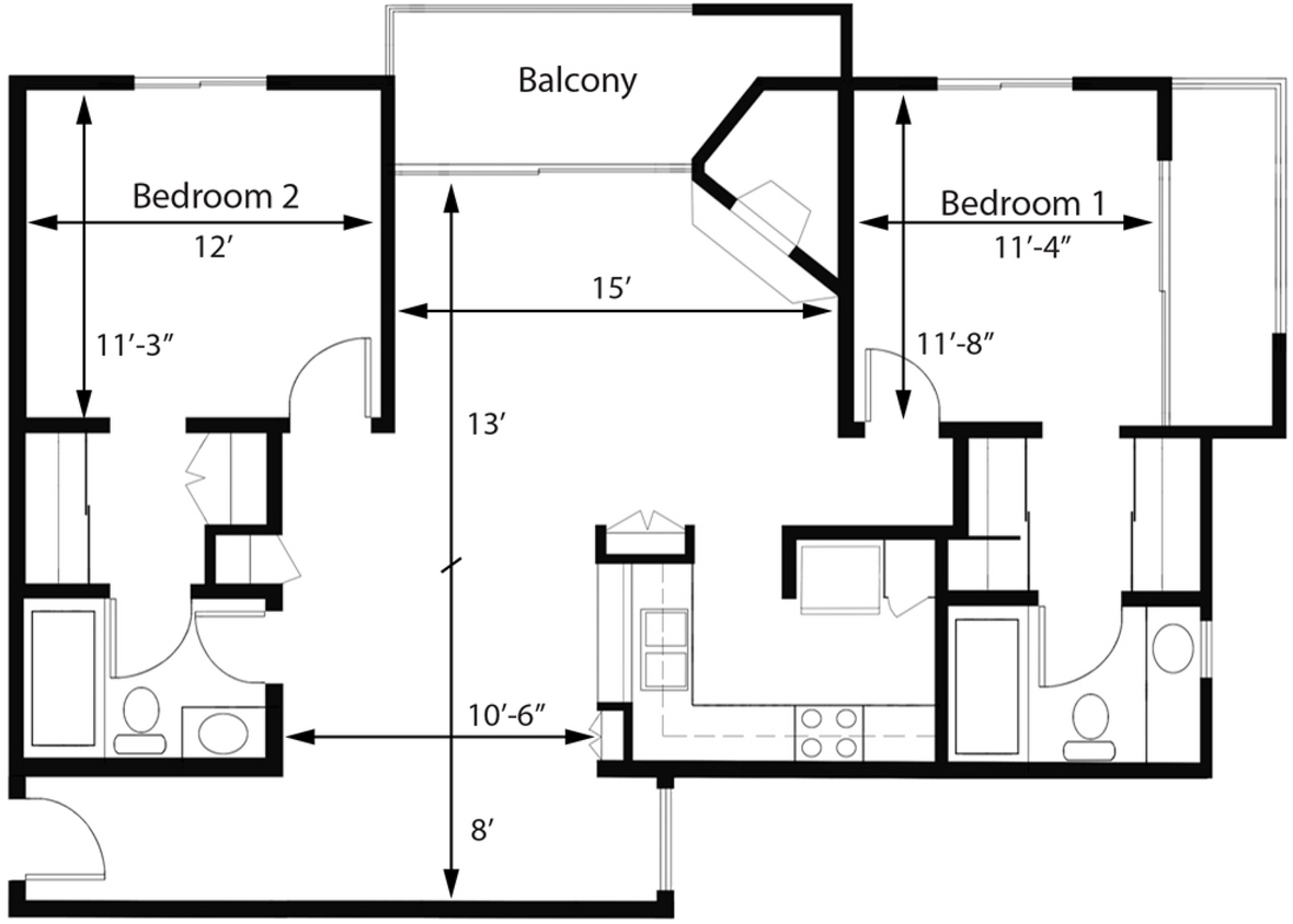 Floor Plan - 2BR 2BA - FLOOR PLAN F - 1441 MIDVALE